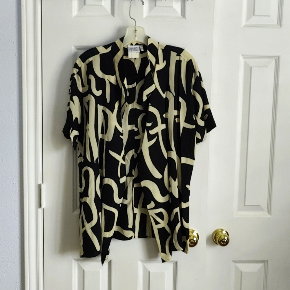 Women's Silk Black and White Blouse